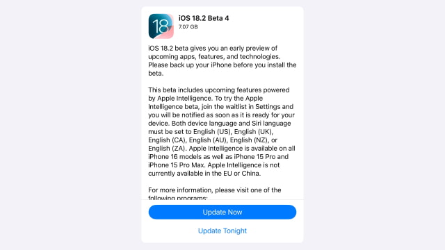 Apple Releases iOS 18.2 Beta 4 and iPadOS 18.2 Beta 4 With ChatGPT, Genmoji, More [Download]