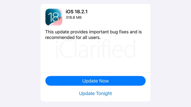 Apple Officially Releases iOS 18.2.1 and iPadOS 18.2.1 [Download]