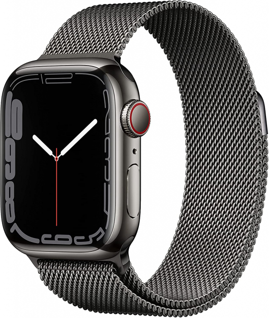 Apple Watch Series 7 (Cellular, 41mm, Graphite Stainless Steel Case, Graphite Milanese Loop)