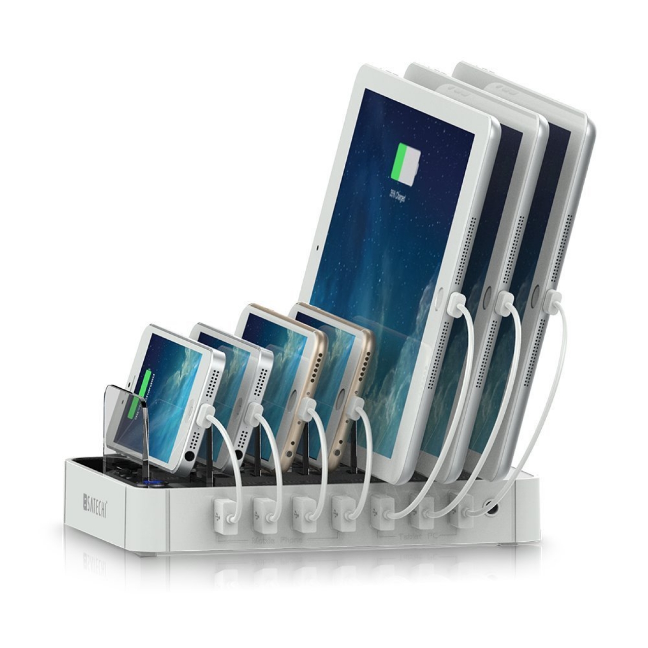Satechi 7-Port Charging Station Dock for iPhone, (White) -