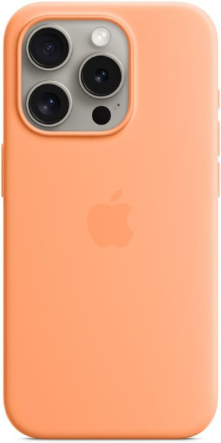 Apple Silicone Case with MagSafe for iPhone 15 Pro (Orange Sorbet ​​​​​​)