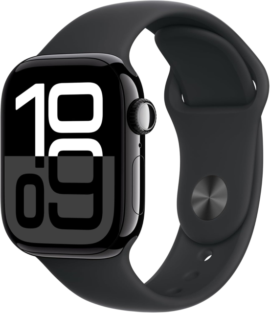  Apple Watch Series 10 (GPS, 42mm, Jet Black Aluminium Case, Black Sport Band S/M)