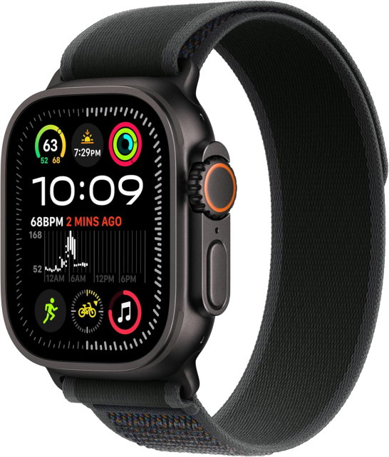 Apple Watch Ultra 2 (Cellular, 49mm, Black Titanium Case, Black Trail Loop M/L)