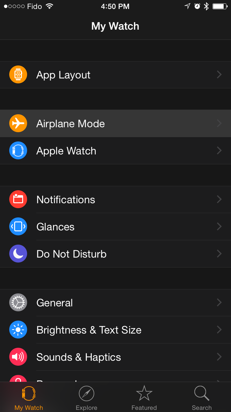 Airplane mode on outlet apple watch