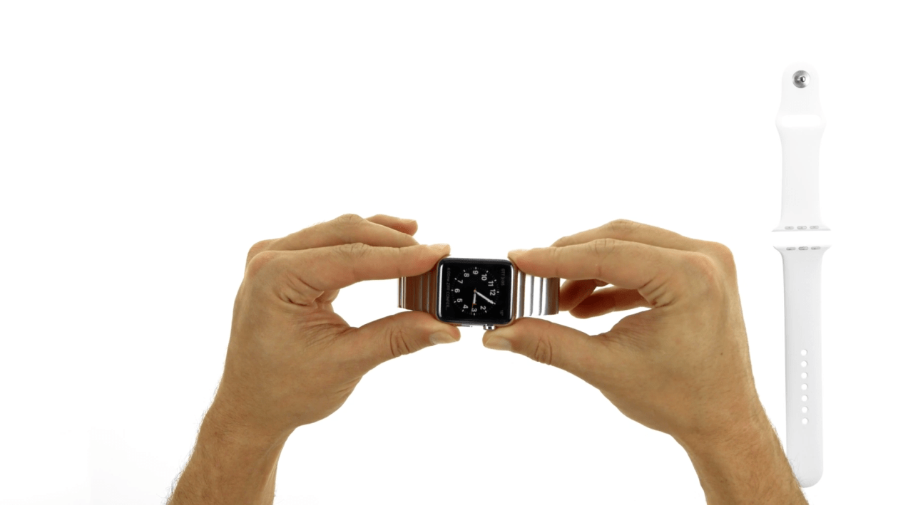 where is the apple watch band release button